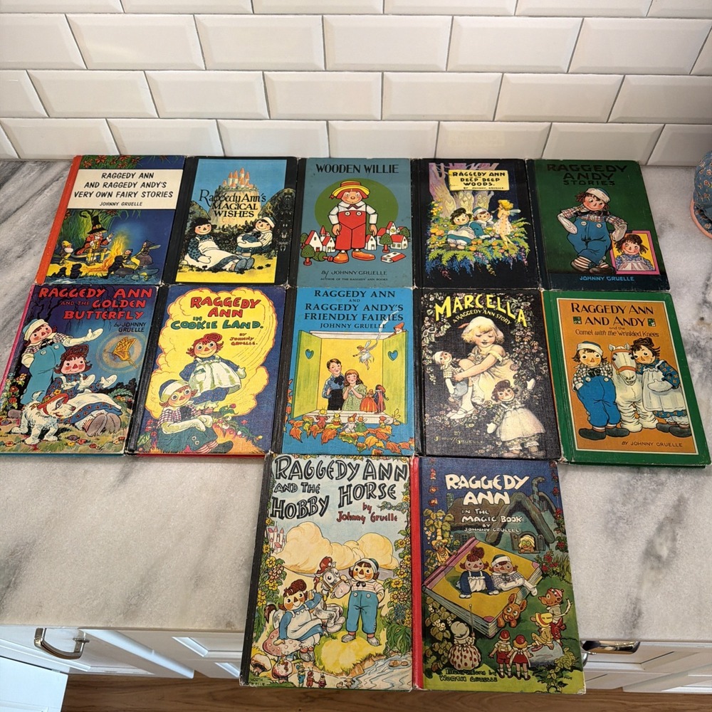 Lot 12 Vintage Raggedy Ann & Andy Children's Books 1930-1961 Johnny Gruelle GW21